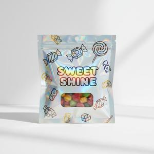 Bonbons gélifiés sans gluten, sachet refermable à fermeture éclair en <span class=keywords><strong>film</strong></span> métallisé, barrière aromatique, pour buffet de bonbons, 7oz, sans BPA, pochette autoportante - Product Image 1