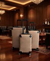 Ensemble de 3 valises de voyage en ABS, texture ondulée champagne, coque rigide, valise à roulettes, vente en gros