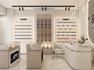 Gabinete <span class=keywords><strong>de</strong></span> exhibición decorativo <span class=keywords><strong>de</strong></span> diseño <span class=keywords><strong>de</strong></span> cadena <span class=keywords><strong>de</strong></span> gafas LED personalizado <span class=keywords><strong>de</strong></span> fábrica Solución integral Iluminación Led para Centro Comercial Grande - Product Image 4