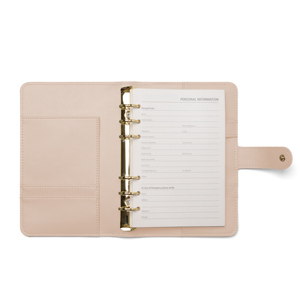 Carnet à feuilles mobiles A5 A6 rechargeable en similicuir avec reliure à anneaux, six anneaux métalliques à logo gaufré, agenda professionnel - Product Image 4