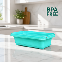 Boîte à lunch en plastique bleu, sans BPA, récipient alimentaire rectangulaire, boîte de préparation de repas jetable à emporter