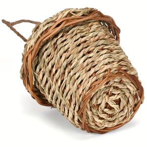 Nichoir en paille fait main, nid suspendu, finition naturelle, ornement de jardin pour oiseaux, décoration extérieure - Product Image 3