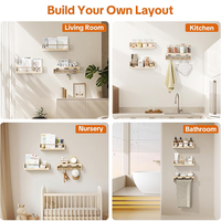 Lot de 3 étagères murales modernes en bois de pin, design festonné, pour salle de bain, cuisine, salon - Rangement robuste