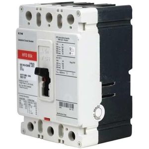 Disjoncteur Eaton HFD à boîtier moulé 100A 3 pôles 600V CA thermique magnétique à montage sur rail DIN - Product Image 1