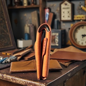 Portefeuille court en cuir personnalisé avec logo, fin, antivol, motif vintage, poche avant, pince à billets métallique, portable en nylon - Product Image 2