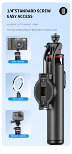 Video en vivo Tiktok trípode magnético selfie stick con 1/4 tornillo Bluetooth control remoto imán selfie stick - Product Image 2