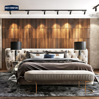 Neues Design Italienisches Luxus-Schlafzimmermöbel-Set Ausgefallenes LED-beleuchtetes Doppelbettgestell Marmor Moderne Betten mit LED-Beleuchtung