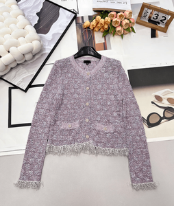 Cárdigan de punto jacquard texturizado, top de manga larga con cuello redondo y flecos, ropa exterior elegante con botones para uso diario y de oficina - Product Image 3