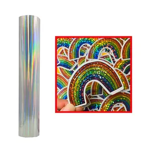 Werbepostermaterial Druck grafikschutz selbstklebender Regenbogen-Glitzer-Laser Kaltlaminierung holografische Folie