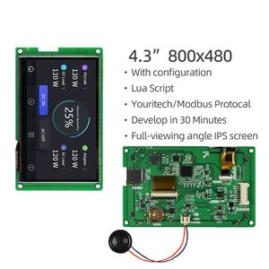 4.3 इंच Hmi सीरियल स्क्रीन 8p इंटरफ़ेस 800x480 कॉन्फ़िगरेशन लुआ सीरियल टैफ्ट डिस्प्ले मेडिकल के लिए कैप्शिटिव/प्रतिरोधात्मक स्पर्श के साथ - Product Image 2