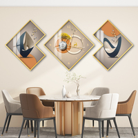 Peinture décorative murale pour salle à manger avec horloge, tableau mural moderne pour table, combinaison horloge créative haut de gamme