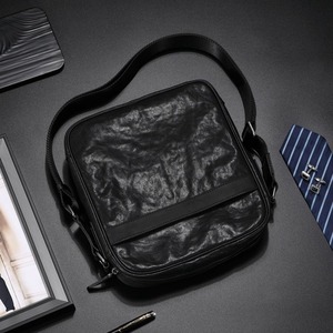 Sac à bandoulière en cuir véritable pour hommes, couleur unie, fermeture à glissière, sac à bandoulière pour les voyages de loisirs - Product Image 4