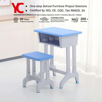 Bureaux et chaises en plastique écologiques modernes en gros pour écoles et maternelles, individuels et doubles, hauteur réglable