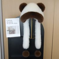 Chapeau Teddy Bear en fausse fourrure color-block printemps-automne unisexe, épais et chaud, protection des oreilles en peluche, idéal pour les sorties, les fêtes et les voyages