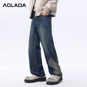 Jeans Cargo in Denim di <span class=keywords><strong>Cotone</strong></span> Slim Fit <span class=keywords><strong>Larghi</strong></span> Stile Streetwear Vintage Economici da <span class=keywords><strong>Uomo</strong></span>, Prodotti in Cina - Product Image 3