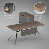 Escritorio Profesional para CEO con Patas Metálicas Arquitectónicas, Tablero MDF E1, Pintura a Base de Agua, Mueble de Oficina para Gerentes