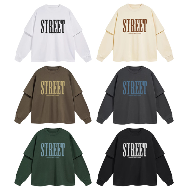Men's Streetwear Oversized T-shirts 100% Cotton Long Sleeve Breathable Printed Design Custom