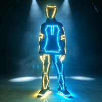 Costume de robot LED futuriste cyberpunk lumineux pour la scène de boîte de nuit, la danse, les festivals EDM, les événements et les spectacles