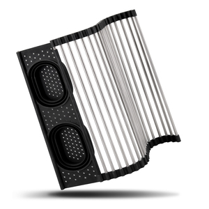 Scolapiatti Pieghevole Espandibile in Acciaio Inox con Cestello di Drenaggio, <span class=keywords><strong>Salvaspazio</strong></span> a Singolo Livello - Product Image 1