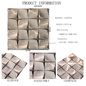 Carreaux de mosaïque en aluminium 3D couleur or champagne Foshan, autocollants, pour murs de salle de bain et crédences de cuisine de luxe - Product Image 2