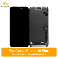 Remplacement pour écran OLED d'iPhone 16 Plus, assemblage remis à neuf avec verre remplaqué, panneau et circuit intégré d'origine, Grade A