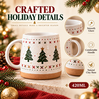 Mug à café en céramique personnalisé imprimé en gros, motif élan peint à la main, 11 oz, emballé dans une boîte cadeau, cadeau de Noël haut de gamme
