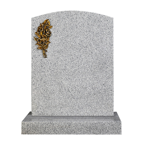 Pierre tombale verticale en granit, motif floral bronze, style européen, personnalisée, moderne, MASON - Product Image 1