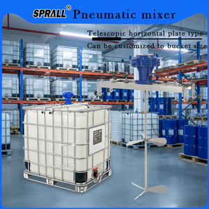 Moteur industriel pneumatique SPRALL 1HP à plaque plate télescopique en acier inoxydable pour fût IBC d'une tonne, à dispersion par air - Product Image 2