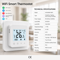 Thermostat intelligent pour chauffage au sol électrique domestique HY518 avec contrôle à distance via application mobile Tuya WiFi, utilisation en garage, design rabattable