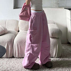 OEM ODM Custom Women <b>Summer</b> Street Drawstring <b>Pants</b> Casual High Waist Straight Stacked Sweat <b>Pants</b> - Product Image 4
