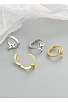 Élégantes boucles d'oreilles créoles étoile en argent sterling S925 plaqué platine or 18 carats, bijoux cadeau pour femme