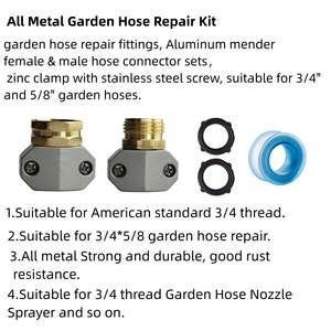Male and Female <b>Garden</b> <b>Water</b> Hose Repair <b>Connector</b> Fittings Fit 5/8" and 3/4" <b>Garden</b> Hose <b>Connector</b> - Product Image 2