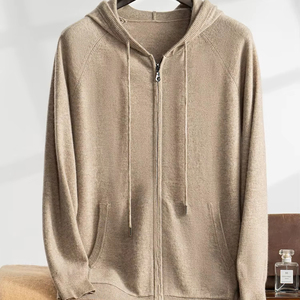 2025 automne hiver nouveau Style hommes à capuche fermeture éclair 30% cachemire mélange 70% <span class=keywords><strong>laine</strong></span> pull pull pour jeune <span class=keywords><strong>Cardigan</strong></span> à manches longues - Product Image 1