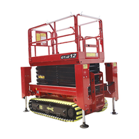 Plataforma Elevadora de Tijera Todoterreno CHANGDING GTJZ12 con Plataforma Antideslizante de Acero con Alto Contenido de Manganeso, Altura de Trabajo de 13.80m y Capacidad de Elevación de 113kg