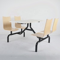 Ensemble de meubles de restaurant rapide en bois au design moderne pour 4 personnes, table et chaises de cantine à prix abordable