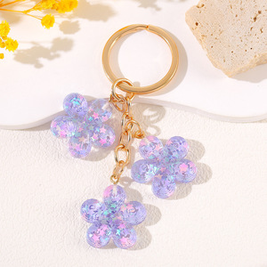 Nouveau porte-clés créatif en résine, fleur scintillante, pentacle, pendentif pour sac de fille, accessoire pour clés de <span class=keywords><strong>voiture</strong></span>, cadeau pour femme - Product Image 3