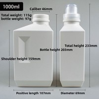 Liquide de lavage auto 1L, détergent lessive 1000ml, poudre lave-vaisselle, adoucissant textile, bouteille carrée en PEHD