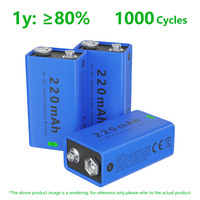 GREATPOWER Baterai Isi Ulang NiMH 9V 220mAh Bentuk Kotak, Daya Tahan 1000 Siklus untuk Peralatan Listrik, Mainan, Sistem Alarm, Peralatan Rumah Tangga-CE/RoHS