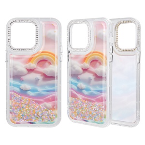 Mode couleur peint antichoc perles sèches Quicksand étuis de téléphone portable couverture de téléphone portable personnalisée pour IPH 17 16 Pro vente en gros - Product Image 1