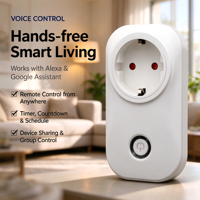 Steker WiFi Pintar Standar EU 16A Tuya Smart Life Kontrol Suara 3680W untuk Penggunaan Studio Toko Online