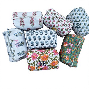 Personalized Floral <b>Makeup</b> Bag: Quilted Cosmetic Travel Pouch,Bridesmaid Gift,Custom Embroidered Flower <b>Makeup</b> Toiletry Bag - Product Image 1