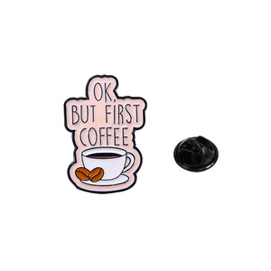 Klaar Om Koffieliefhebbers Alfabet Badge Koffiekop Patroon Hoge Kwaliteit Emaille <span class=keywords><strong>Pin</strong></span> - Product Image 3