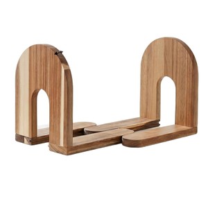 Wooden Retractable Record <b>Shelf</b> <b>Desktop</b> Magazine Organizer Natural Wood Color Single Layer Book Storage Rack - Product Image 5