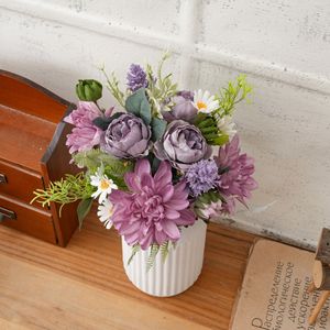 Bouquet de fleurs artificielles Fleeting Years, roses mélangées en plastique, mousse et tissu, pour mariage et décoration intérieure - Product Image 2