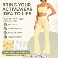 Ensemble de yoga 2 pièces personnalisé pour femme : Soutien-gorge de sport à fines bretelles et leggings évasés taille haute – Tenue de sport et fitness en gros