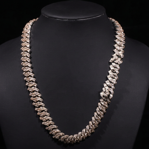 Collar de Cadena Cubana con Diamantes de Moissanita de Alta Calidad, Plata de Ley 925, Joyería Hip Hop Personalizada con Incrustaciones de Diamantes para Unisex - Product Image 1