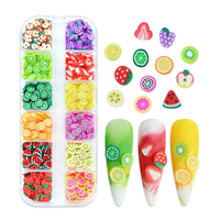 12 Grids Gemengde 3D Fruitplakjes Nageldecoratie Charms Polymeerklei DIY Designs Plakjes Citroen Nageldecoratie Zachte Klei Polish Manicure