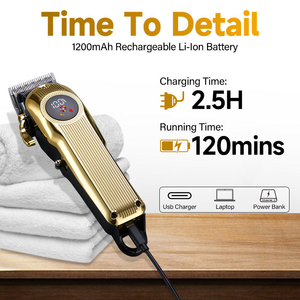 नए उत्पाद हॉट बिक्री पेशेवर पुरुषों की दाढ़ी ट्रिमर के नेतृत्व में कम शोर कॉर्ड कॉर्लेस इलेक्ट्रिक बार्बर हेयर क्लिपर्स - Product Image 2
