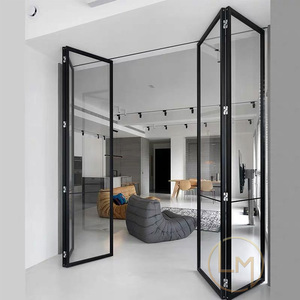 Portes pliantes horizontales sans cadre en verre pour cuisine et salle de bain de villa moderne, résistantes au vent, finies - Product Image 3