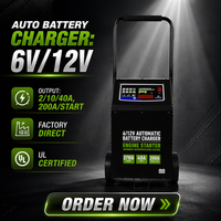 Chargeur automatique de batterie de moto et de voiture 6v-200a à haut rendement 12v-40a pour entrepôts